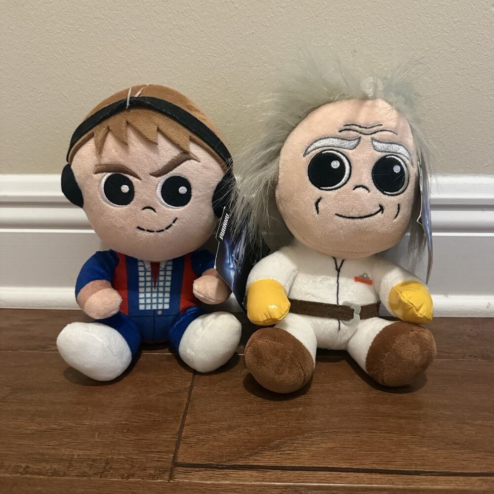 Kidrobot Back To The Future Doc Brown & Marty McFly Phunny Plush lot of 2 New